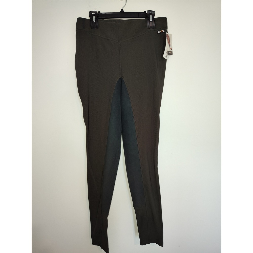 Kerrits Microcord Full Seat Breeches Olive Green Black Equestrian Tights 1X NEW